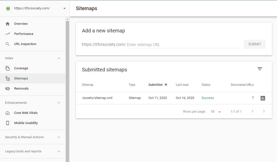 google search console sitemap upload