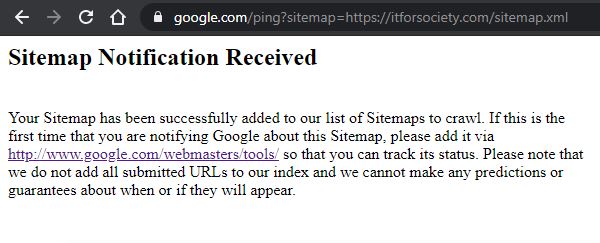 ping google about web page sitemap